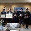 左から青木准教授、中村校長、川勝県知事、電子制御工学科3年渡邊さん、草芽さん