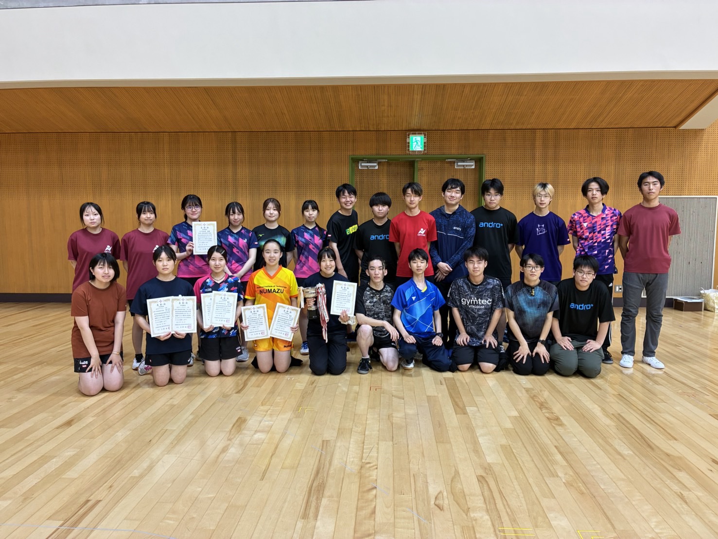 第64回東海地区高専大会卓球競技の結果